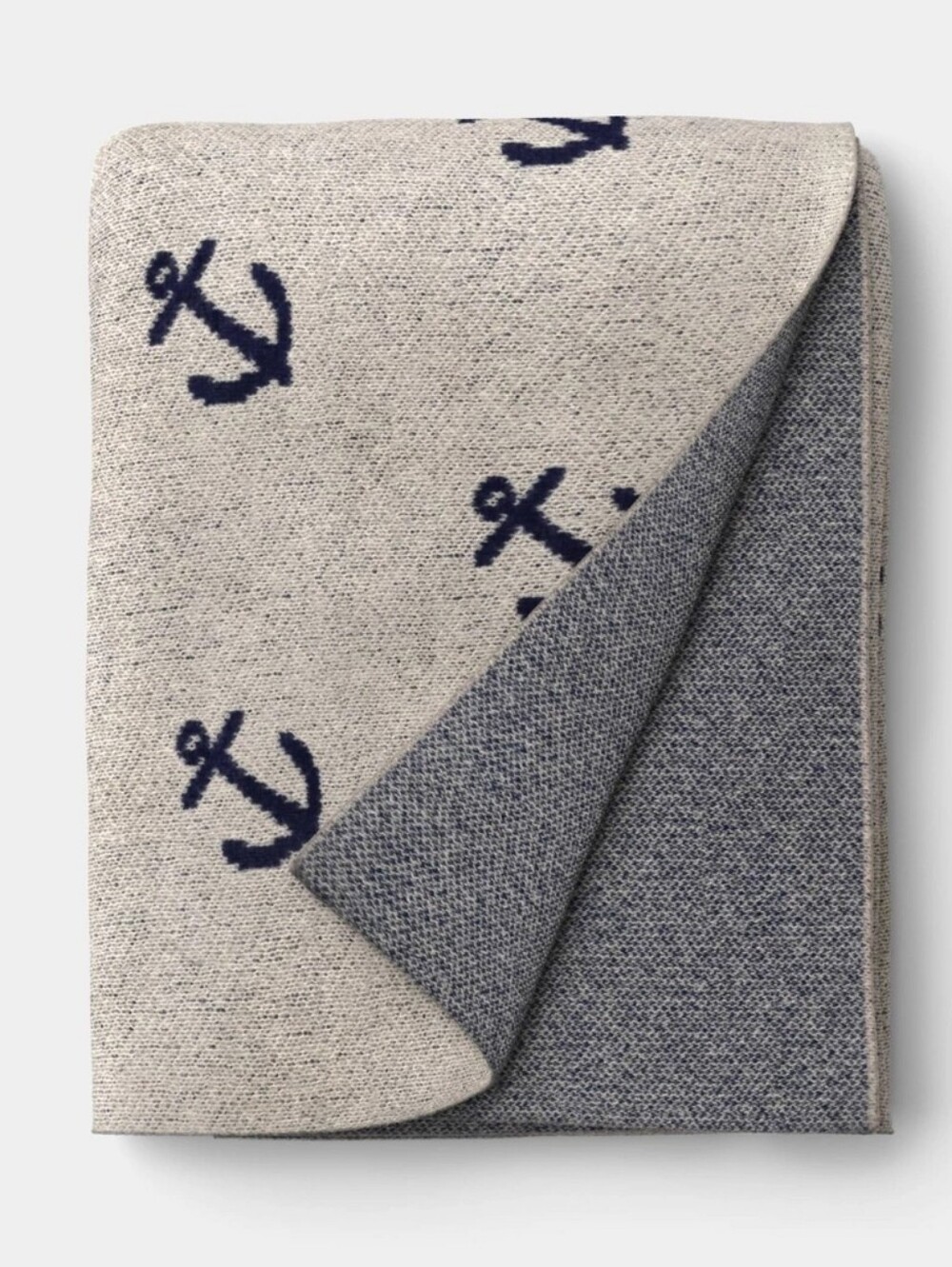 Room Essentials NWT Anchor Knitted Throw Blanket In Ivory/Blue 50"x60"